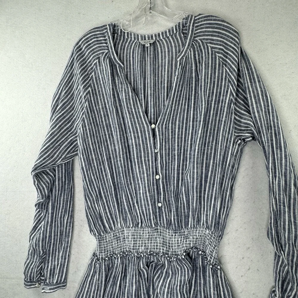 Rails Jasmine Linen‎ Mini Dress Womens Size XL Striped Empire Waist Boho LS - Picture 12 of 12